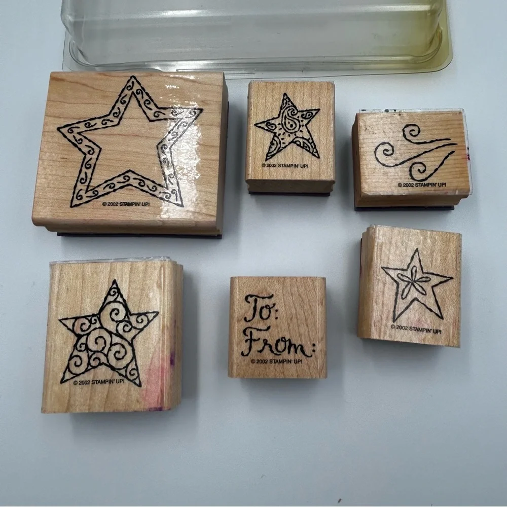 Stampin' Up! Holiday Mounted Rubber Stamp Sets Tree Trimmings Stars To: From: - Picture 6 of 12